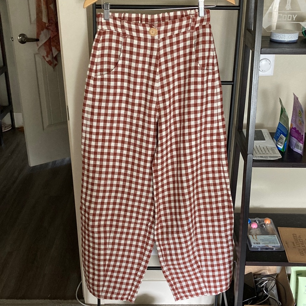 Linenfox Terracotta Gingham Pants Frankie